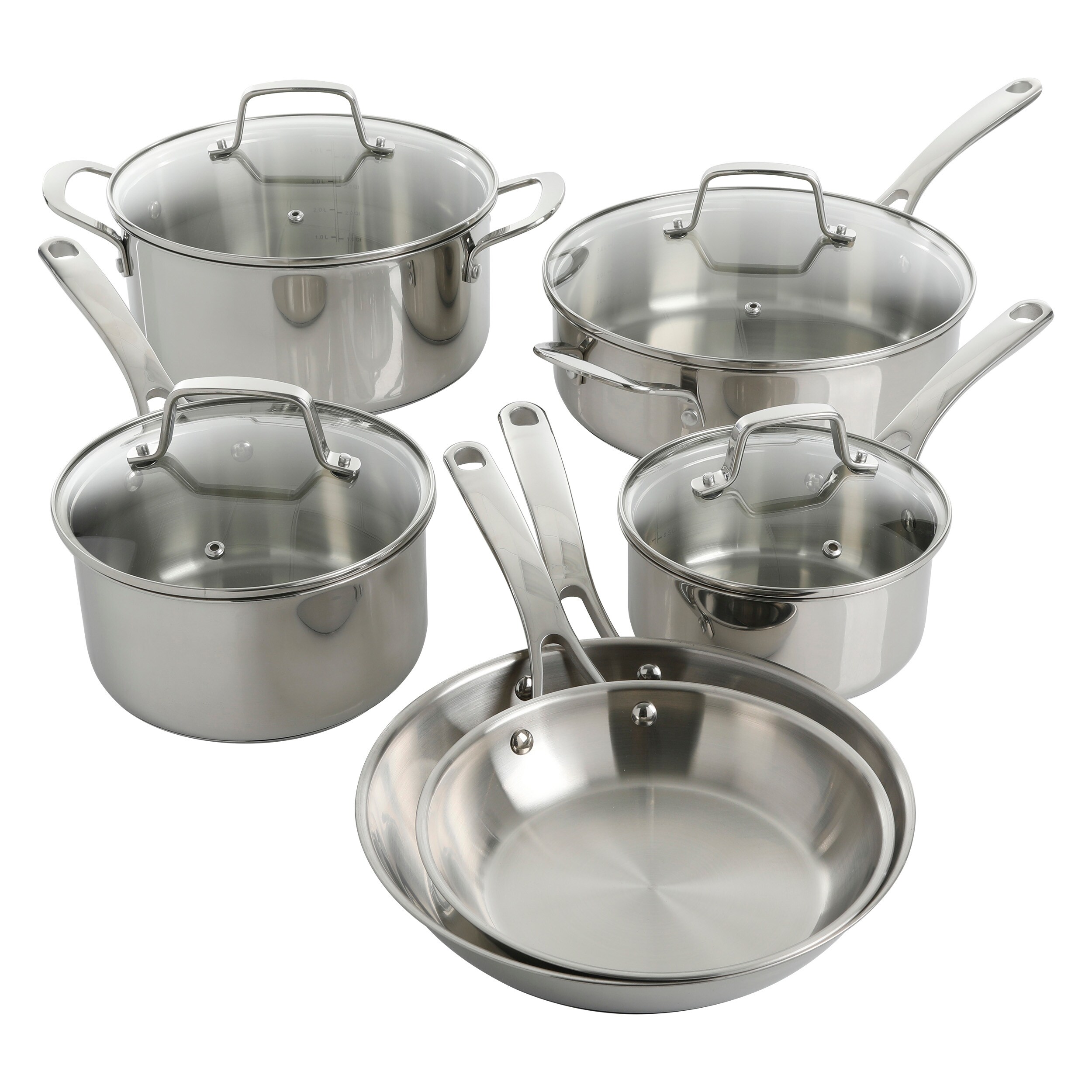 Camco 10pc Stainless Steel Compact Nesting Cookware Set 