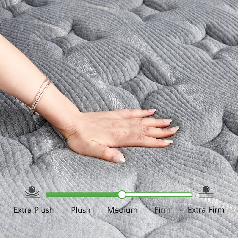 Luxury 14" Cooling-Gel Hybrid Mattress, Euro Top, CertiPUR-US Certified, Medium Firm for Back Pain, Motion Isolation, in a Box