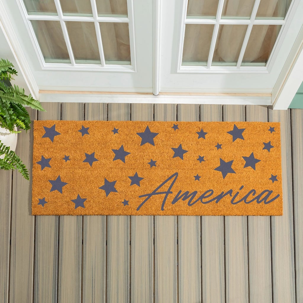60 in. x 24 in. "America" Stars Patriotic Coir Door Mat