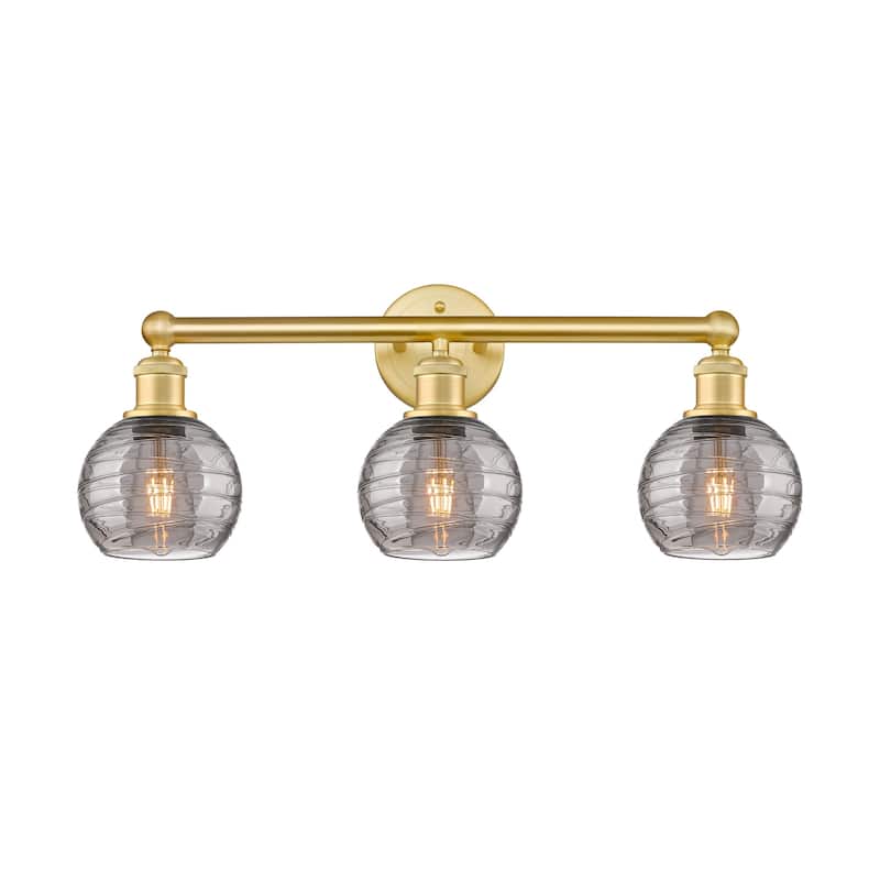 Innovations Lighting 616-3W 10 24 Athens Deco Swirl Vanity Athens Deco - Satin Gold / Light Smoke Deco Swirl