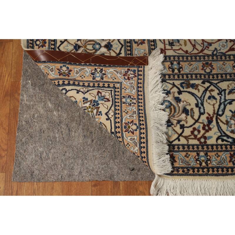 Hand Knotted Oriental 100% Wool Carpet Traditional Floral Beige & Ivories Nain Area Rug - 11' 5'' X 8' 0''