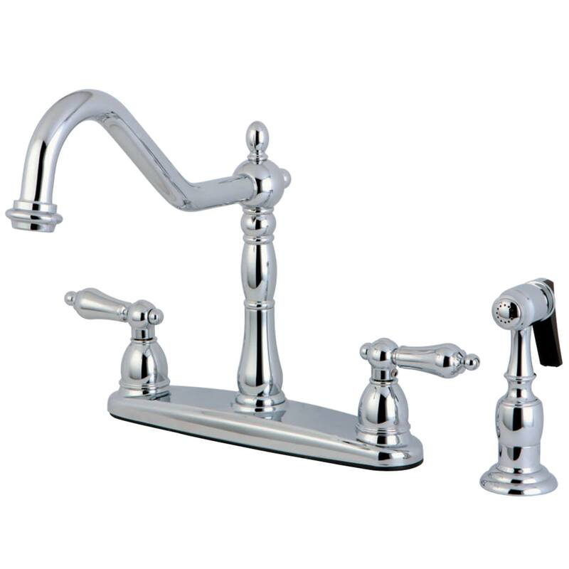 Kingston Brass Heritage Centerset Kitchen Faucet with Metal Lever - Polished Chrome