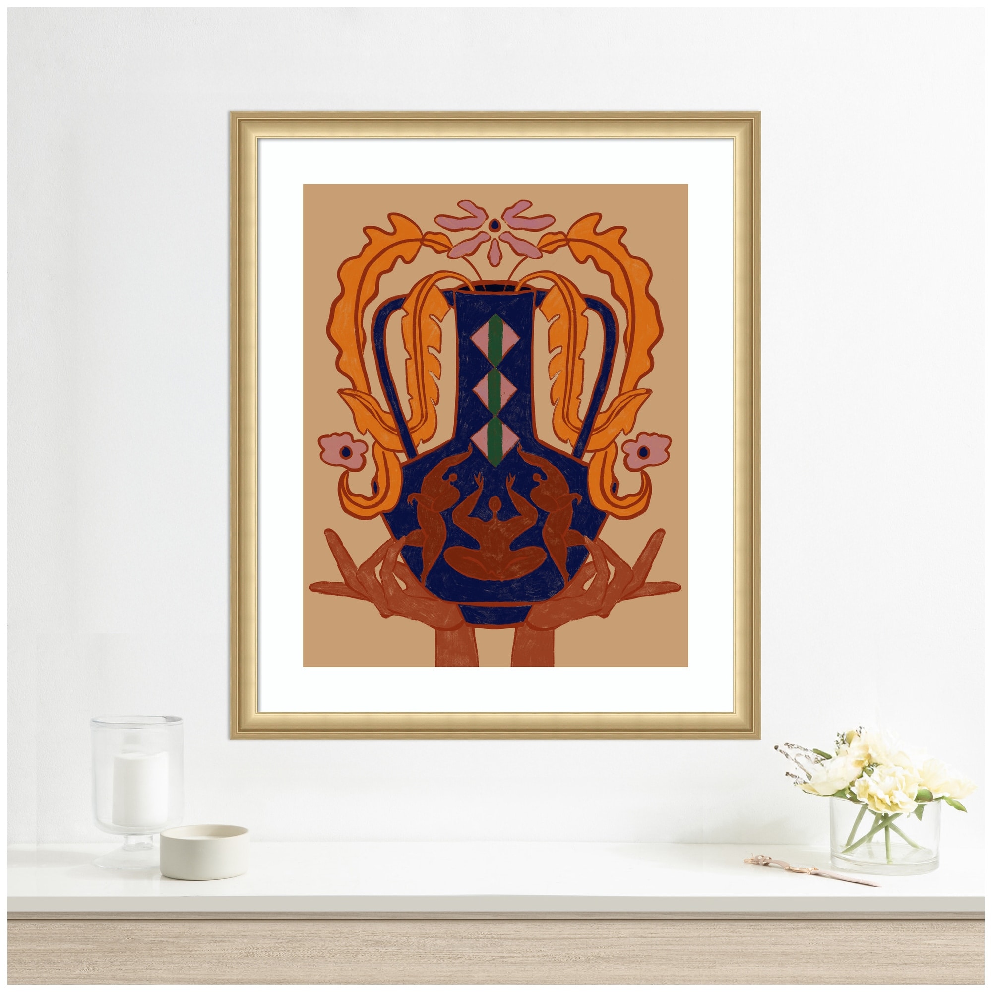 Kate and Laurel Vessel Collection Blossom by Arty Guava Framed Wall Art Print