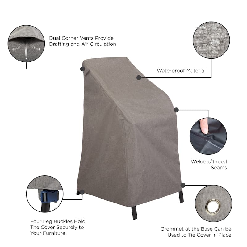 Modern Leisure® Garrison Stackable/High Back Bar Chair Cover, 2-Pack, Waterproof, 27"L x 27"W x 49"H, Heather Gray