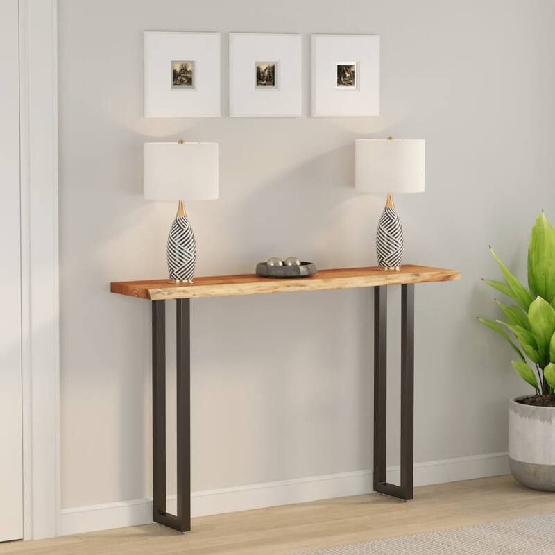 vidaXL Wall Shelf Natural wood Solid acacia wood - 11.8 x 55.1 x 1.5 in