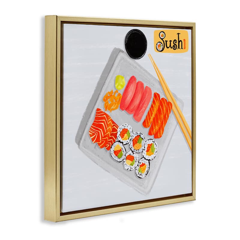 Stupell Delicious Sushi Plate Framed Floater Canvas Wall Art Design By Juliet Rose Philips