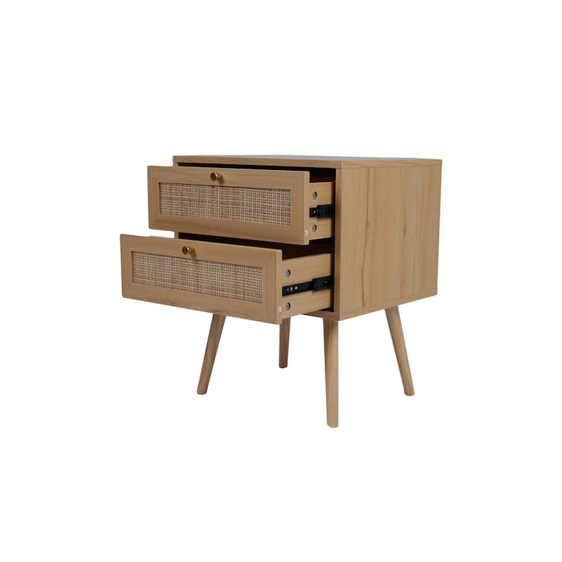 Rustic Nightstand Side Table End Table with Drawers, File Cabinet Lamp Table Corner Table Dressing Table - Burly Wood