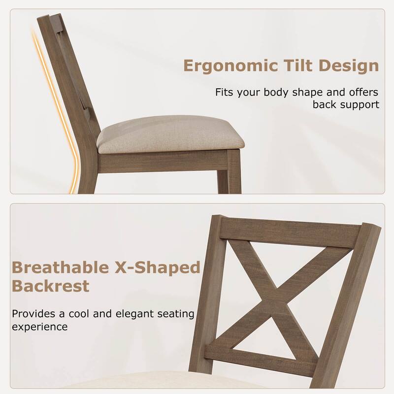 Costway Dining Chair Set of 2/4 Upholstered Seat & Breathable X-shaped