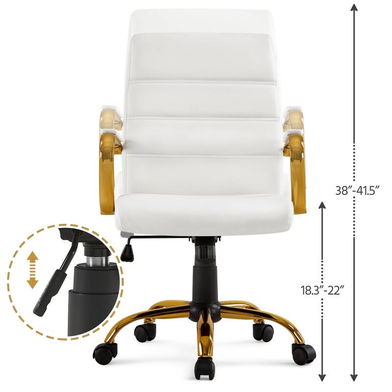 Yaheetech Mid-Back Office Chair with Gold Frame PU Leather Office Executive Chair - N/A