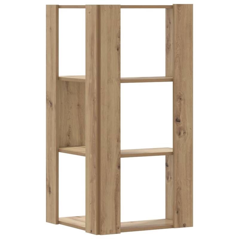 vidaXL Corner Bookcase 3-Tier Oak 19.7x19.7x40.2" Engineered Wood