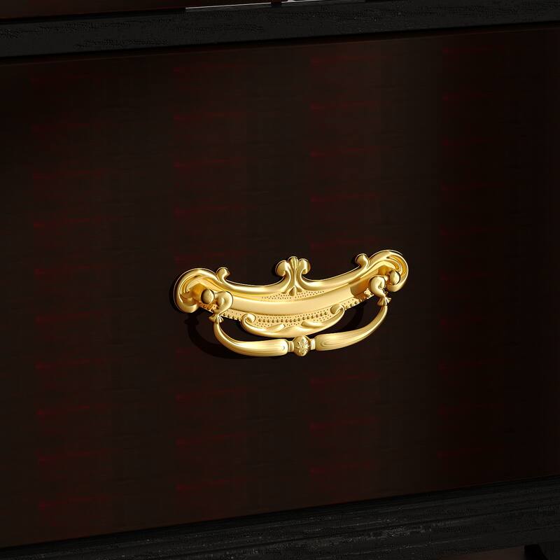 Asian Style Display Cabinet with Glass Doors Accent Curio Cabinet with Drawer Solid Wood and Tempered Glass Storage Shelf