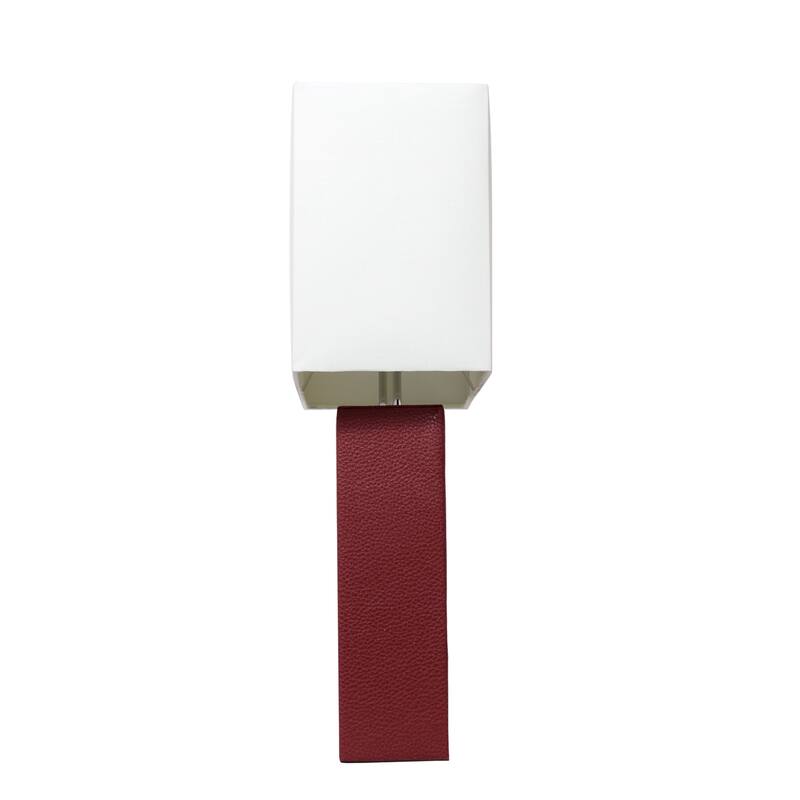 Leather Table Lamp with White Fabric Shade