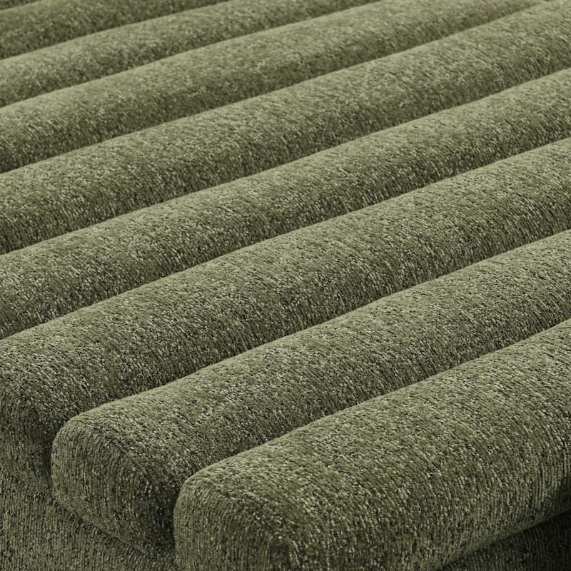 106" L-Shaped Chenille Upholstered Boneless Sectional Sofa with Chaise and Wave-Shaped Armrest, No Pillows Included