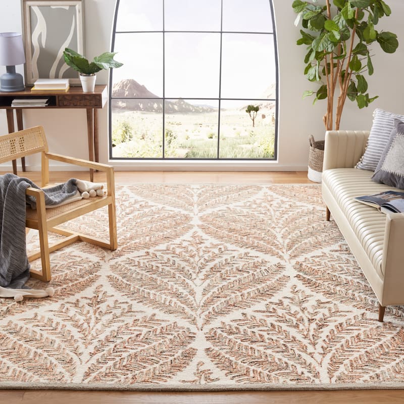 SAFAVIEH Handmade Capri Ilianka Wool Rug - 12' Square - Ivory/Brown