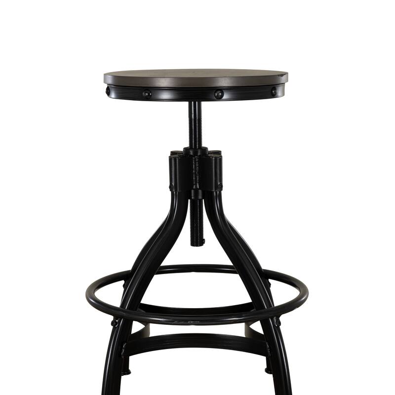 Linon Caverly Steel/Wood Industrial 5-Piece Adjustable Round Bar Stool Set