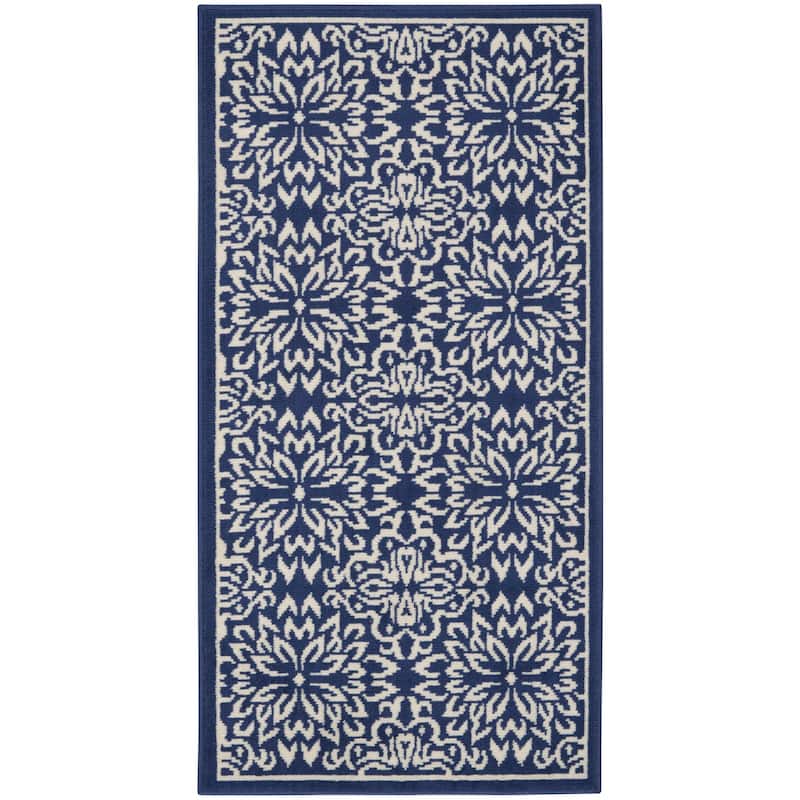 Nourison Jane Floral Medallion Indoor only Area Rug - 2' x 4' - Navy/Ivory