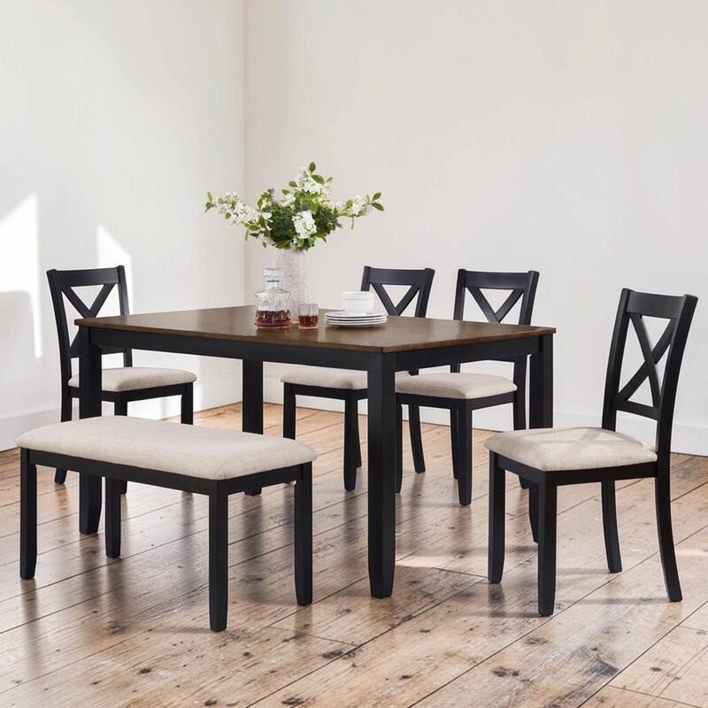 Wooden Dining Chairs Set of 4, Upholstered Kitchen & Dining Room Side Chairs with Padded Seat for Living Room