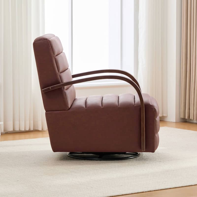 30.7"W 360° Swivel Accent Chair,Modern Upholstered Arm Chair with Metal Base