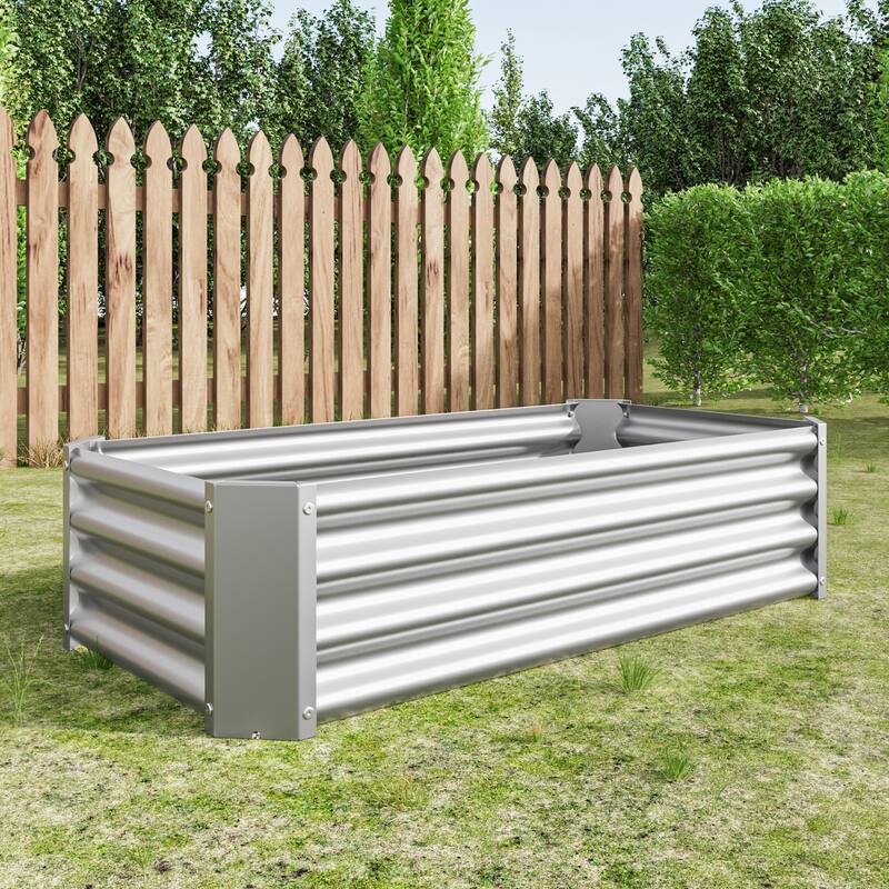 GDFStudio - Large Oval Metal Raised Garden Bed for Vegetables, Flowers, and Plants, Outdoor Backyard Planter Box
