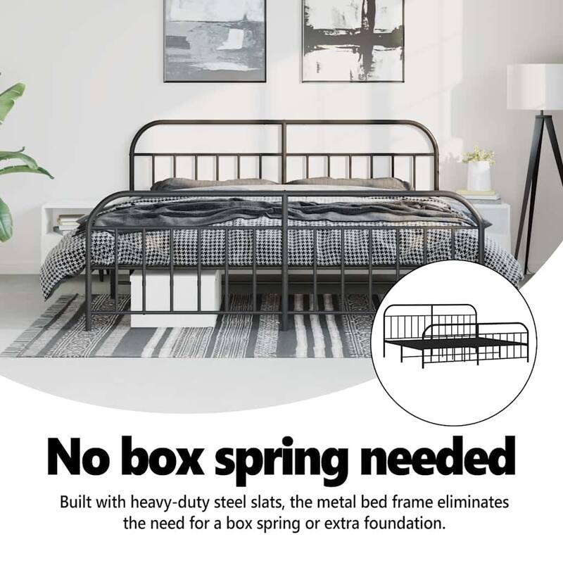 vidaXL 12 Inches Metal Bed Frame No Mattress