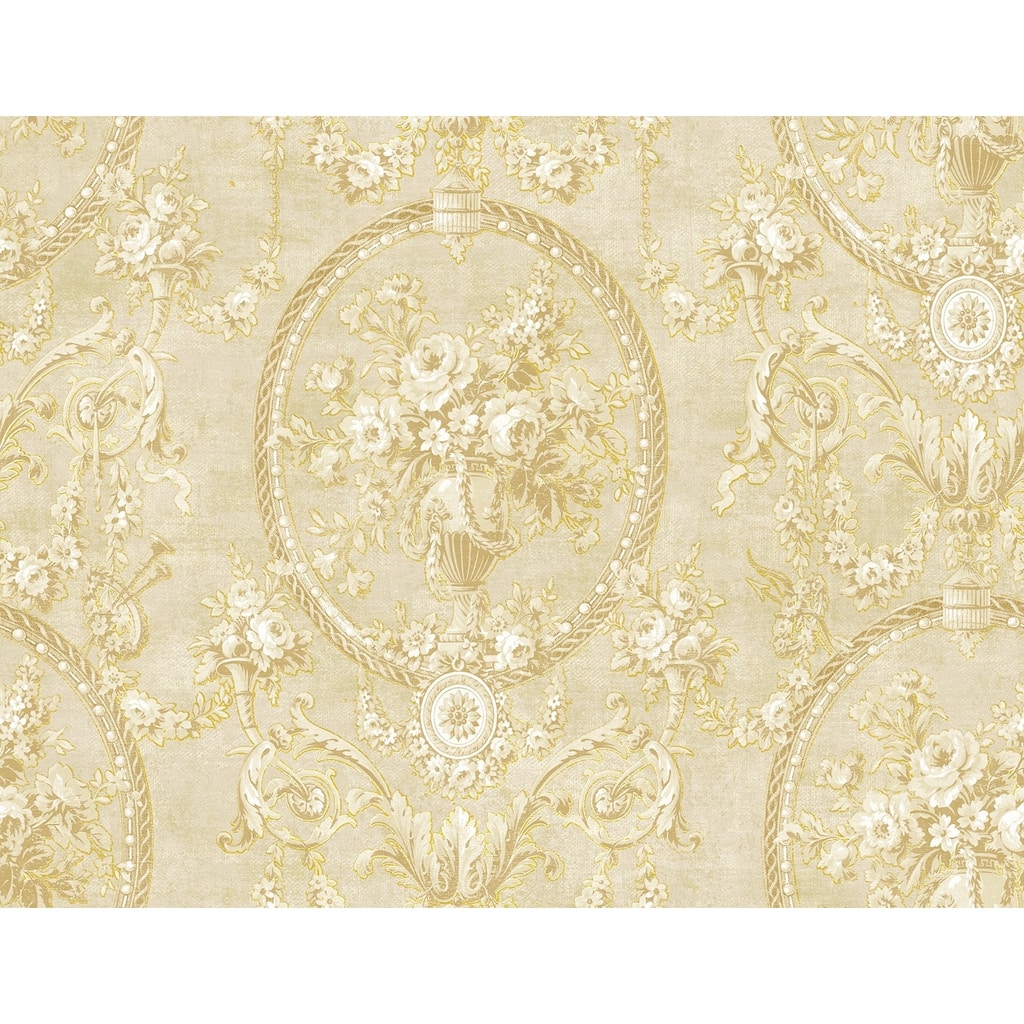 Seabrook Designs Fiona Floral Cameo Unpasted Wallpaper - 27 in. W x 27 ft. L