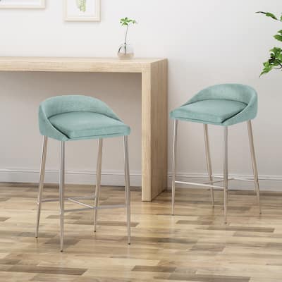 Bandini Modern Upholstered Counter Stools with Chrome Legs (Set of 2) by Christopher Knight Home