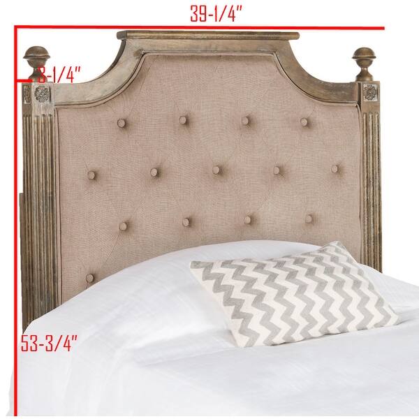SAFAVIEH Rustic Wood Taupe Tufted Linen Headboard (Twin) Bed Bath