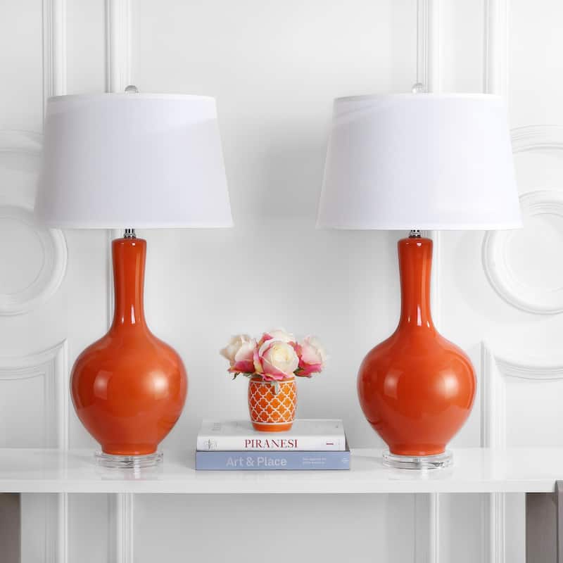 SAFAVIEH Lighting Danelle 32-inch Navy Gourd Lamp (Set of 2) - 17"x17"x32" - 17Wx17Dx32H - Orange