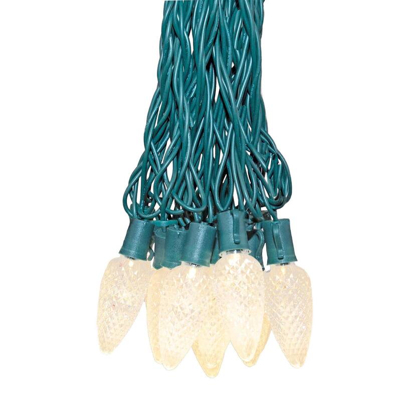 25 Foot C9 LED Outdoor Christmas String Light Set, Green Wire - Clear