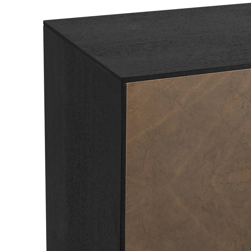 Spruce & Spring Modern Black Ash Sideboard with Cappuccino Ceramic Doors, Large Storage Cabinet