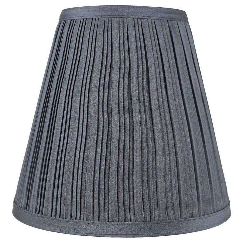 Many Selections Table Lamp Shade, 5 inch Top, 9 inch Bottom, 8.5 inch Slant - Single - Pleated Gray Faux Silk