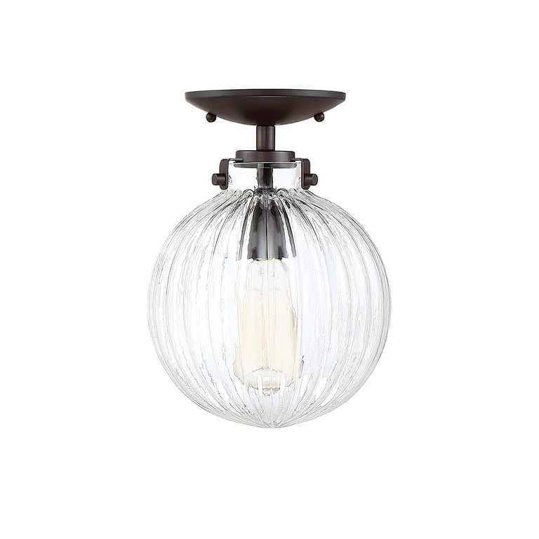 Bellevue Single Light 8" Wide Semi-Flush Globe Ceiling Fixture