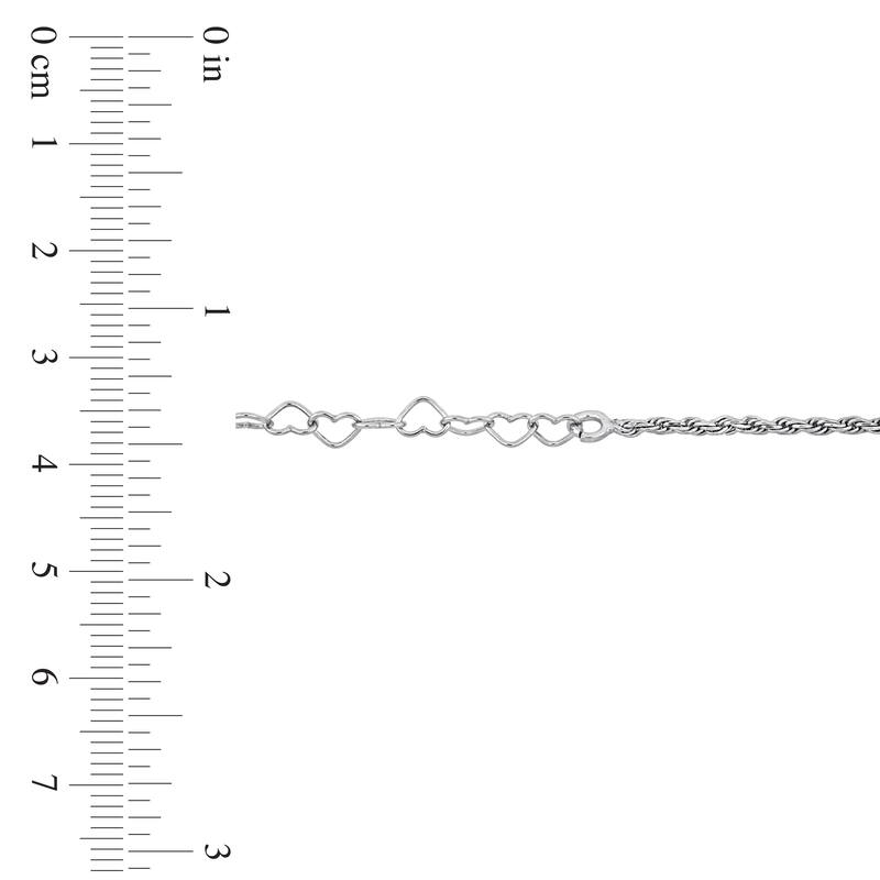 Miadora 3.3mm Heart Link and Rope Chain Necklace in Sterling Silver-16 in+2 ext