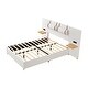 preview thumbnail 9 of 9, Full Size Platform Bed with 2 Outlets and USB Charging, Upholstered Bed with 2 Bedside Pillows, and Storage Shelves, Beige