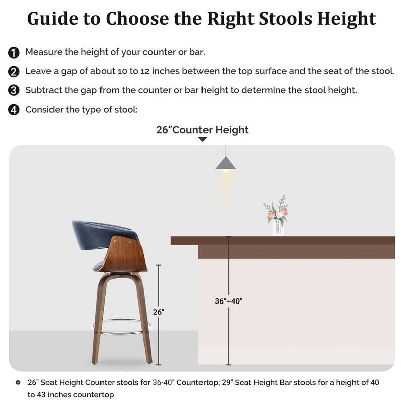 Modern Swivel Bar Stools Upholstered Counter Height Stools, Set of 2