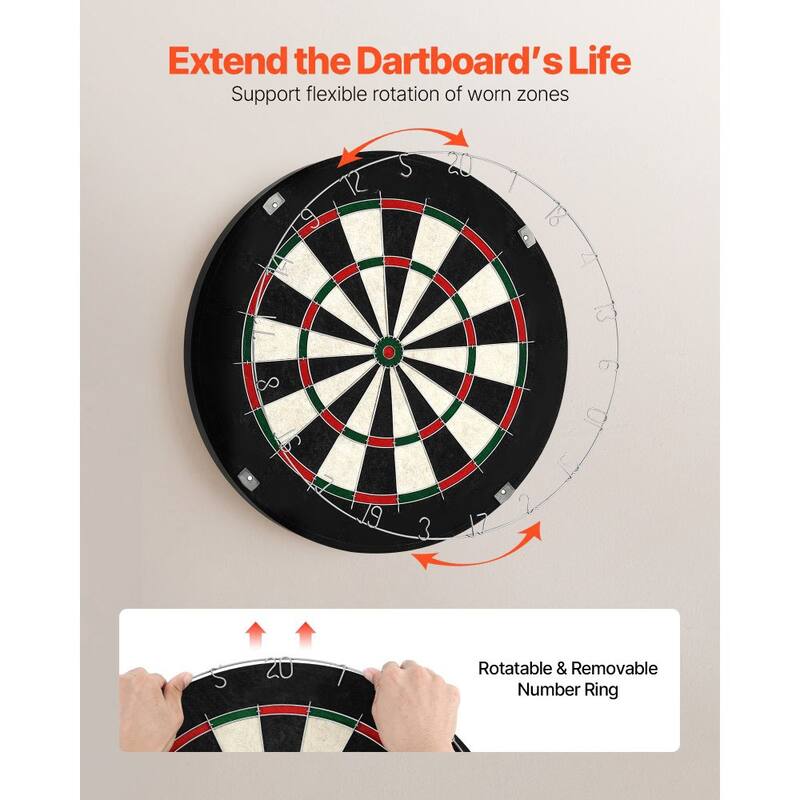 Professional Self-Healing Sisal Dartboard Set Rotatable Number Ring & Live Scoring Kit - 17.76 x 1.57 in