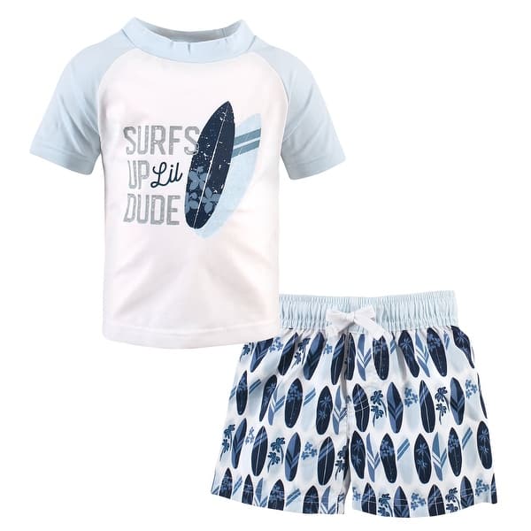 slide 1 of 1, Hudson Baby Infant Boy Swim Rashguard Set, Surfs Up 9-12 Months - Surfs Up