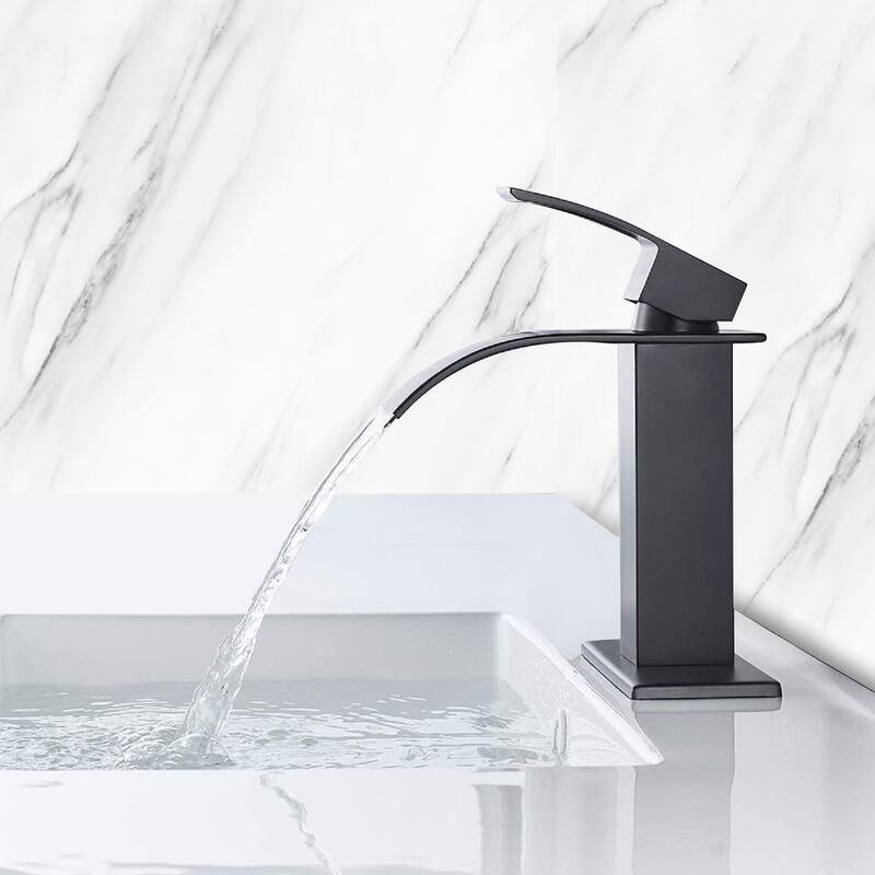 Single Handle Waterfall Spout Bathroom Vanity Sink Faucet