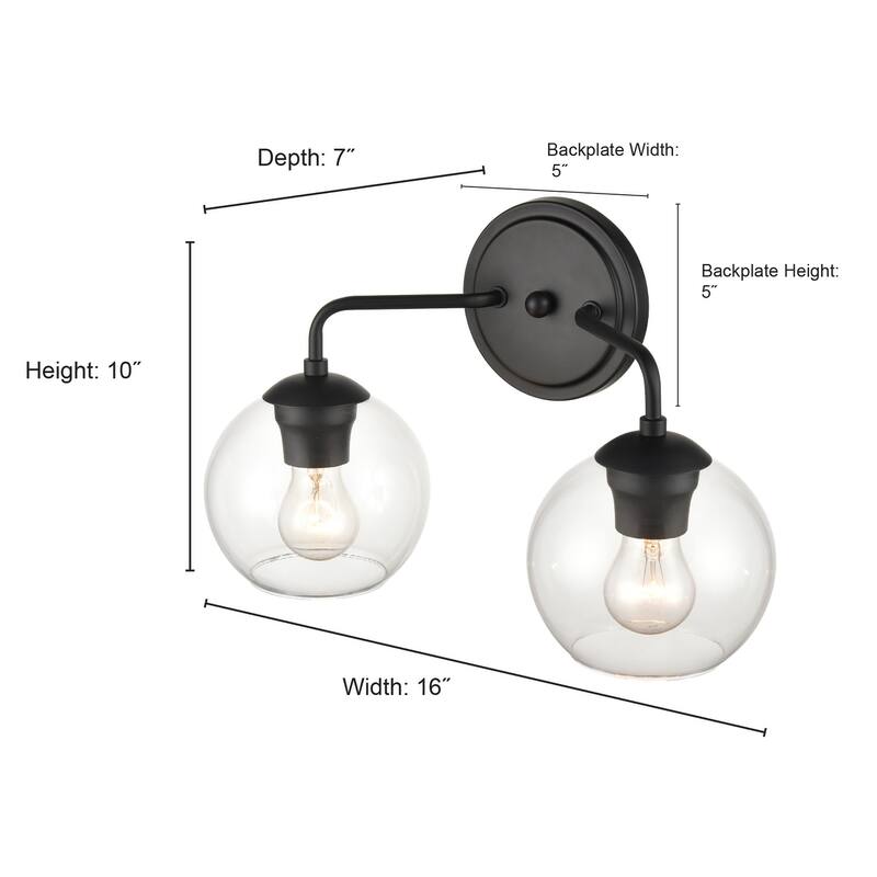 Millennium Lighting 2 Light Bathroom Vanity Fixture in Multiple Finishes with Clear Glass Shades