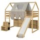 preview thumbnail 31 of 78, Full Size Loft Bed with Slide, Tent, and Storage Shelves - House Frame Kids Bed with Ladder and Car-Shaped Organizer