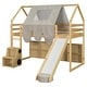 preview thumbnail 11 of 38, Twin Loft Bed with Play Tent, House Design, Slide & Ladder