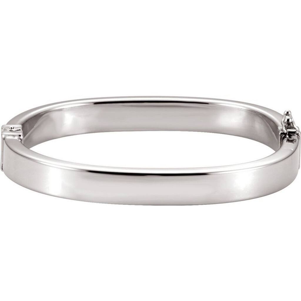 Curata 925 Sterling Silver 6.5" 8mm Squared Flat Hinged Bangle Bracelet