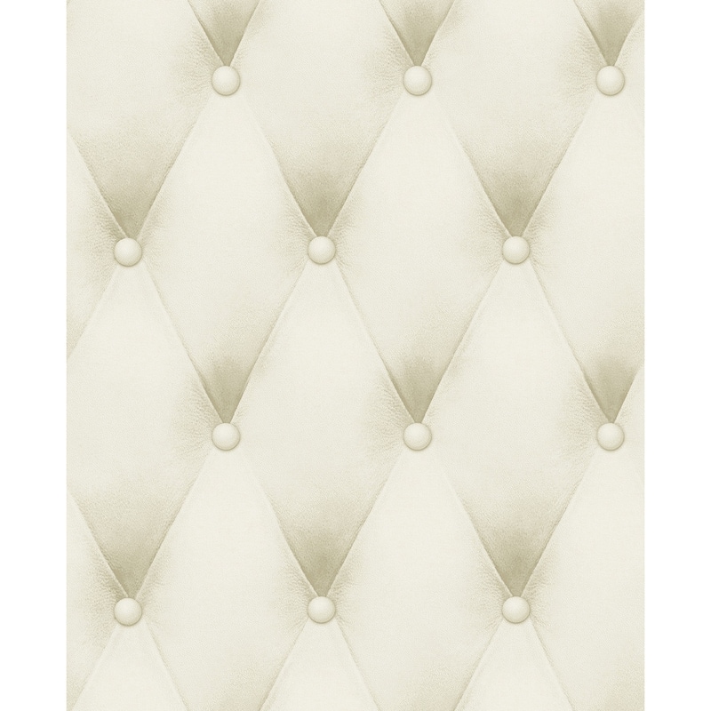 Seabrook Designs Vivienne Faux Tufting Unpasted Wallpaper - 20.5 in W x 33 ft. L - Metallic Buttercream