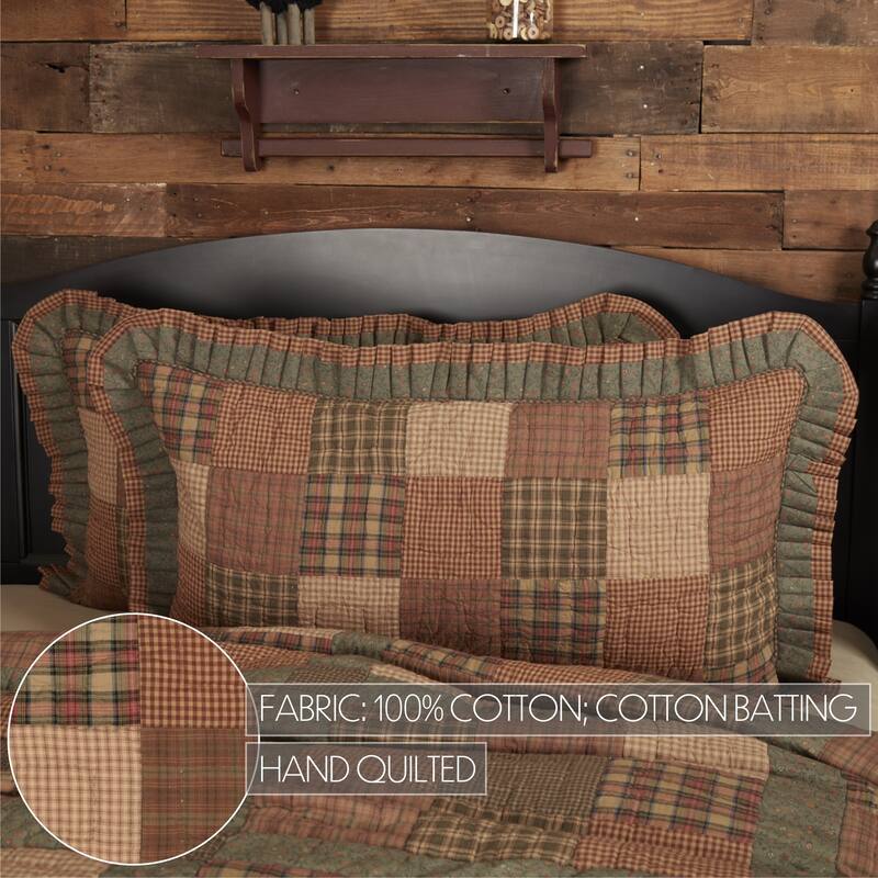 Green Primitive Bedding VHC Crosswoods Sham Cotton Patchwork