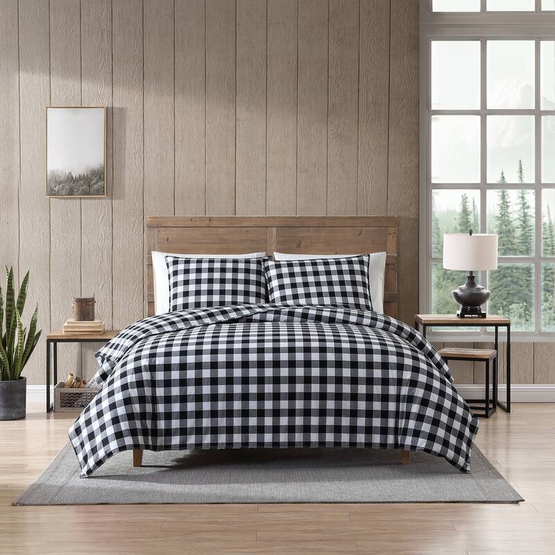 Eddie Bauer Mountain Plaid Black/White Cotton Comforter Set