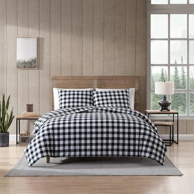 Eddie Bauer Mountain Plaid Black/White Cotton Comforter Set