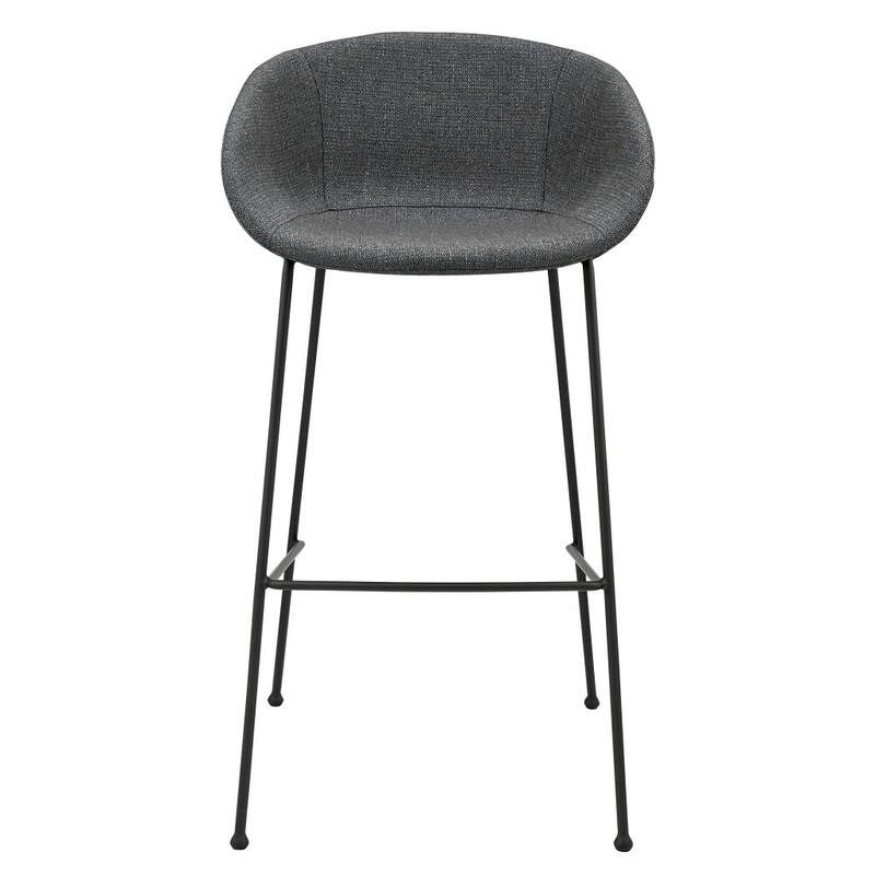 HomeRoots Set of Two 30" Gray and Black Fabric and Steel Low Back Bar Height Bar Chairs