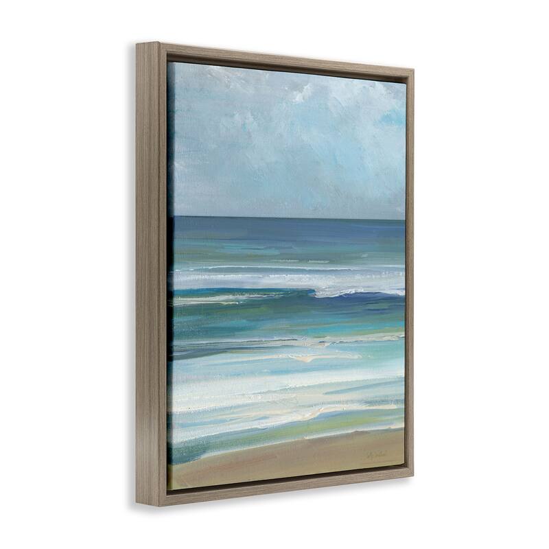 Stupell Calming Beach Wave Visage Framed Floater Canvas Wall Art Design By Sally Swatland