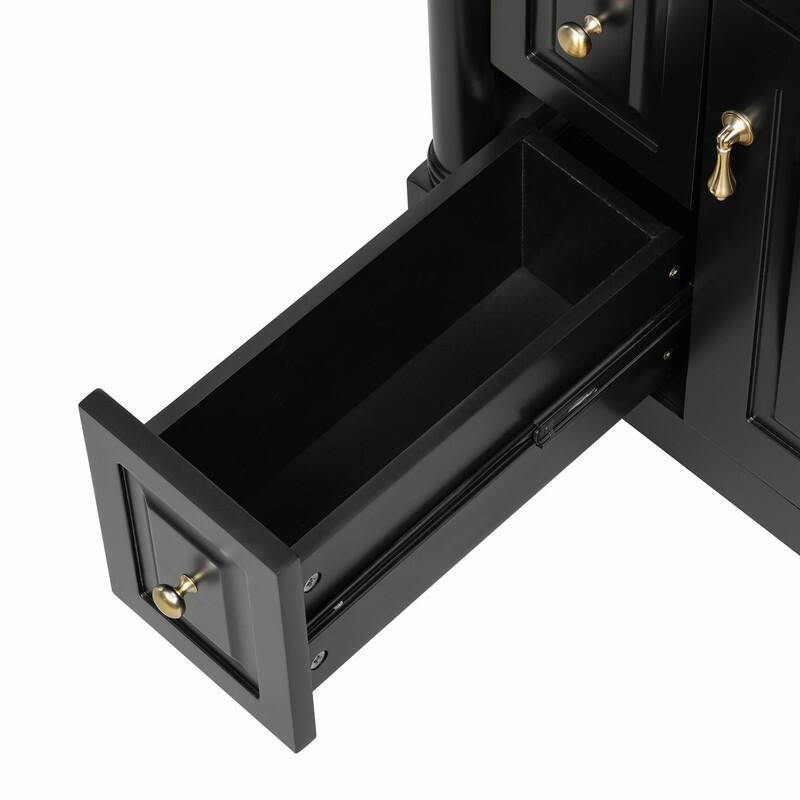 36" Bathroom Vanity with Sink, Freestanding Bathroom Cabinet with Ceramic Basin, Flip Drawer