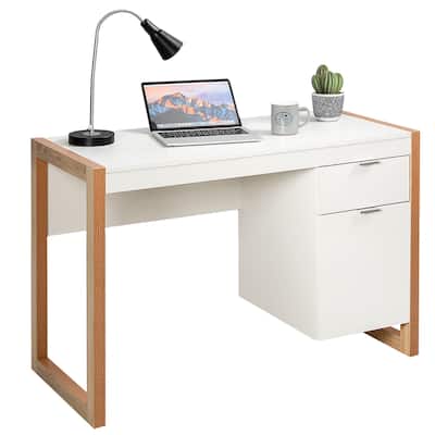 Gymax Modern Computer Desk Workstation Desk Home Office w/ Storage